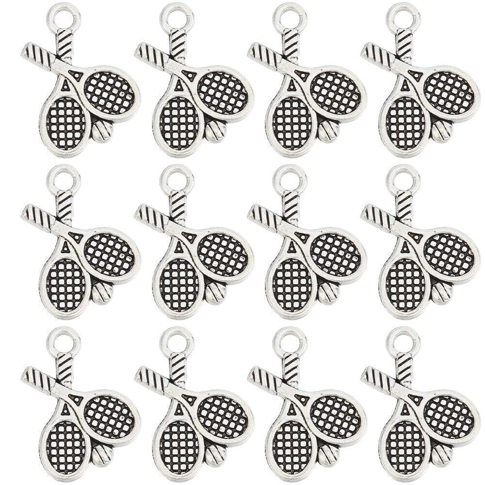 1708 1 BOX 100PCS Silver Sport Charms Tennis Charms Alloy Metal Tibetan
